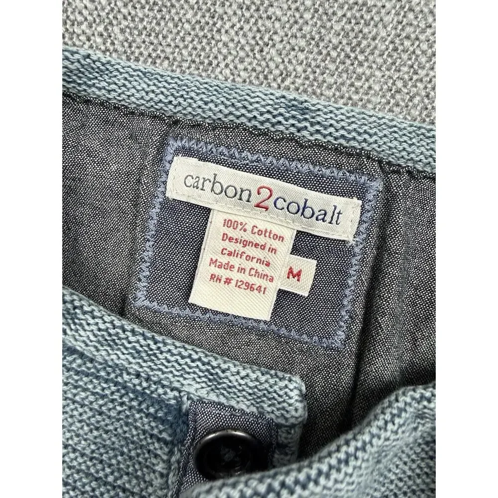 Carbon2Cobalt Effortlessly Cool Henley Sweater Blue Mens Medium Cotton